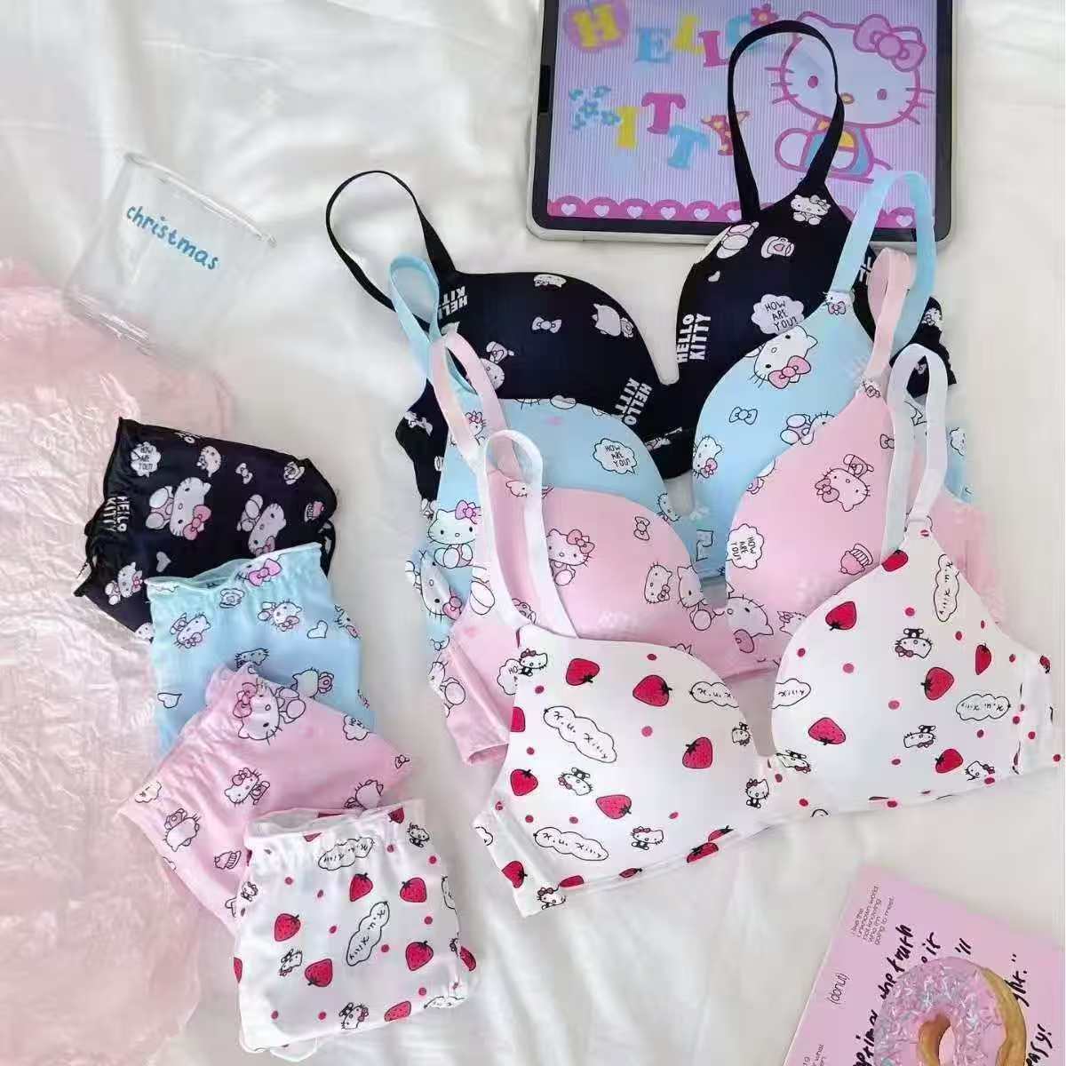 Cute Hello Kitty Printed Bra & Panty Set for Women – Soft & Comfortable Lingerie