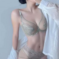 Women’s Sheer Mesh Lace Underwire Bra & Panty Set – Elegant Lingerie Set