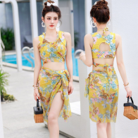 Women’s Floral Print 3 Piece Swimwear Set with Beach Cover-Up
