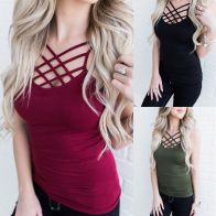 Women’s Criss Cross Strap Tank Top – Slim Fit Sleeveless Casual Camisole