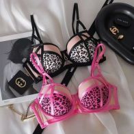 Women’s Leopard Print Mesh Padded Bra – Stylish Strappy Support Bra panty set