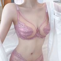 Women’s Sheer Mesh Lace Underwire Bra & Panty Set – Elegant Lingerie Set