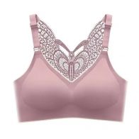 Women’s Butterfly Back Seamless Bra – Wireless Padded Comfort Bra with Lace Design