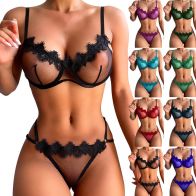 Premium Floral Lace Underwire Bra & Panty Set for Women – Sexy Sheer Lingerie Set