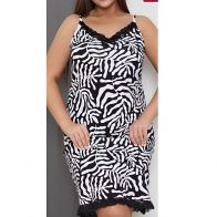 Ladies Plus Size Printed Nightdress with Lace Trim – Soft Comfortable Sleeveless Nighty for Women