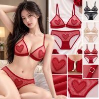 Premium Heart Mesh Bra & Panty Set – Stylish Sheer Lingerie Set for Women