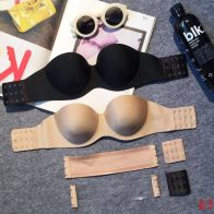 Women’s Strapless Padded Bra 4015 – Black & Nude with Clear Back Band